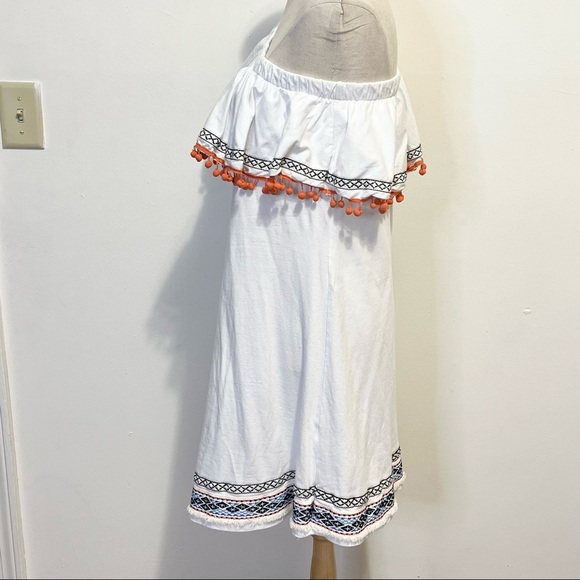 ASOS One Shoulder Embroidered Pom Pom Dress Womens Size 6 - Picture 7 of 9